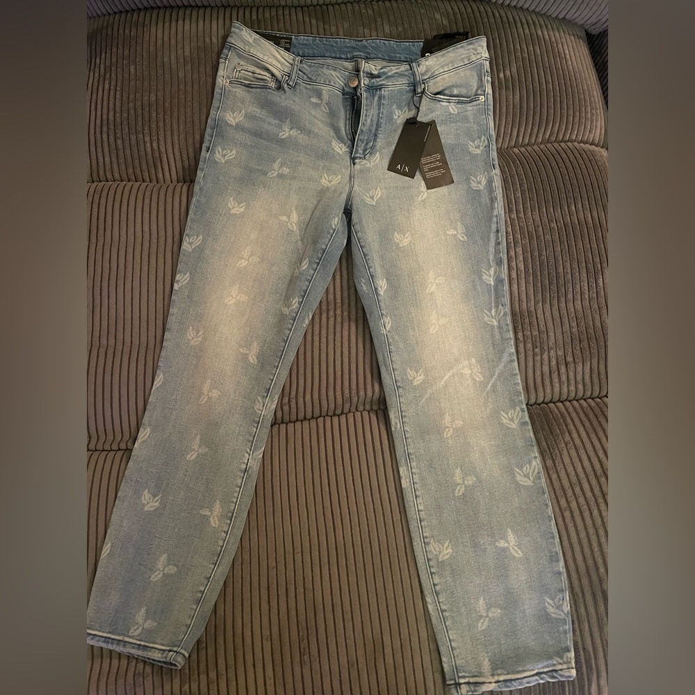 Armani Exchange Blue Skinny Jeans Distressed Style
